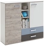 FMD M&ouml;bel, 814-004E Nona 4 Highboard, Spanplatte, Sandeiche/farbig , Ma&szlig;e...