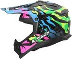 LS2, Motocross Helm FAST II GROTESK Blue Pink Green, XL
