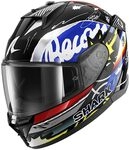 SHARK, Integraler Motorradhelm D-SKWAL 3 STREETRUSH Black Blue Chrome KBU, L