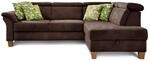 Cavadore Ecksofa Ammerland mit Ottomane rechts / Federkern-Sofa im Landhausstil mit