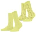 ESPRIT Damen Socken Fine Dot Multipack W So Baumwolle gemustert 2 Paar, Gelb Daffodil
