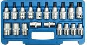 SW-Stahl Schraubendreheins&auml;tze T und E-Profil, 19-teilig, 1/2 Zoll T 30 - T 70 / E