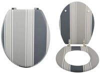 MSV WC Sitz Toilettendeckel MDF Holzkern &bdquo;Bambus Cardiff Grau Scharniere aus