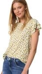 Damen T-Shirt mit Volant-&Auml;rmeln und Print