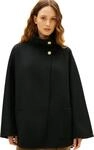 Tommy Hilfiger Damen Mantel Wool Funnel Coat mit Trichterkragen, Schwarz (Black), S-M