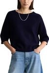 Marc OߴPolo Denim Damen Pullover mit Rundhalsausschnitt Relaxed Fit, Blau (Blue