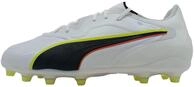 PUMA Unisex King 20 PRO FG/AG Fu&szlig;ballschuh, wei&szlig;-leuchtendes Rot-Gelb Alert,