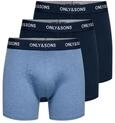 Only & Sons Herren Onsfitz Solid Boxer 3Pack Noos, Medium Blue Melange, XXL EU