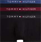 Tommy Hilfiger Herren 3er Pack Boxershorts Trunks mit Logobund, Schwarz (Dp