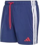 adidas Men's 3 Stripes Swim Shorts 5 INCH, Dark Blue/Pure Ruby, XS