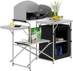 WOLTU Campingschrank klappbar, Campingk&uuml;che mit Tragetasche, Wei&szlig;+Schwarz