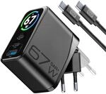 Cellularline PowerView IQ 67W Netzladeger&auml;t Kit mit TFT-Display, Schwarz