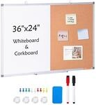 VEVOR Kombitafel Korkboard, Magnettafel 90 x 60 cm, 2 in 1 Memoboard Kombiboard,