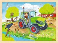 goki 57326 - Einlegepuzzle Traktor und Bauernhof aus Holz&ndash; F&ouml;rdert Fantasie...
