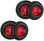 Relaxdays Sackkarrenrad 4er Set, 4.10 3.50-4, luftbereift, Stahlfelge, 136 kg,