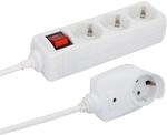 UNITEC Steckdosenleiste mit 3 Steckdosen und Zusatzsteckdose, mit Schalter, 2 m,