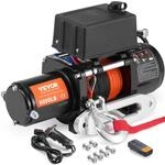 VEVOR Elektrische Seilwinde, 2722kg, 12V DC, Motorwinde mit &Phi;0,6x1676,4cm