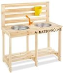 PINOLINO Matschk&uuml;che Malu, Spielk&uuml;che, Kinderk&uuml;che aus massiver Tanne mit 2