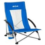 AKTIVE Klappbarer Strandstuhl, Polyestergewebe und Stahlrahmen, Blau, Ma&szlig;e 50 x 51 x