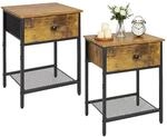 Relaxdays Nachttisch 2er Set, Schublade & Ablage, HBT: 55x40x30 cm, modern,