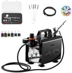 VEVOR Airbrush Set 1/6 PS mit Luftkompressor, 1 Dual Action Airbrush Pistole mit 3