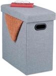 Relaxdays Sitzhocker mit Stauraum, gepolstert, Faltbarer Stoffhocker, Wohnzimmer,