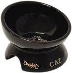 Nobby Katzen Keramiknapf erh&ouml;ht GOLDEN CAT schwarz &Oslash; 13,5 x 9 cm, 250 ml