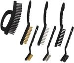 Relaxdays Drahtb&uuml;rste 7-teiliges Set, je 2 Edelstahl-, Nylon- & Messingb&uuml;rsten,