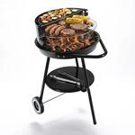 Relaxdays Holzkohlegrill mit Rollen, &Oslash; 47 cm, Garten & Park, schwarz