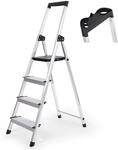 Sekey Aluminium Trittleiter 4 Stufen (140 cm), Klappbar, mit Werkzeugablage,