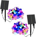 BILLY 2 St&uuml;ck Solar-Lichterkette, 100 bunte runde LED-Leuchtmittel, 10,90 m