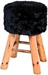 HAKU Hocker, schwarz, Massivholz, Textilgewebe - Ma&szlig;e: H 45 x &Oslash; 30 cm, Style:...