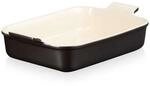 Le Creuset Rechteckige Auflaufform Tradition aus Steinzeug, 32 cm, 2.31 kg, Schwarz