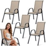 Sofotel Gartenst&uuml;hle Gartensessel Set 4 St&uuml;ck Textil Metall Stabil Bequem Garten