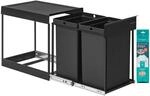 SONGMICS M&uuml;lleimer k&uuml;che, M&uuml;lltrennsystem f&uuml;r Unterschrank, 2 x 20 L, Abfalleimer