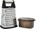 KitchenAid Vierkantreibe, 4-seitige K&auml;sereibe aus Edelstahl mit Hobel, Reibe...