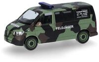 Herpa Modellauto VW T 6.1 Bus Feldj&auml;ger, Flecktarn, Miniatur im Ma&szlig;stab 1:87,