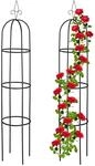 Relaxdays Rankhilfe Obelisk, 2er Set, 200 cm hoch, schwarz | Ranks&auml;ule f&uuml;r