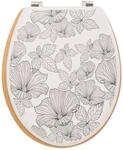 5five - wc-sitz "blackflora" schwarz und wei&szlig; aus lackiertem holz