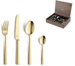 Amefa VENTURA Besteck Set 6 Personen Gold, 24 teiliges Besteckset Edelstahl...