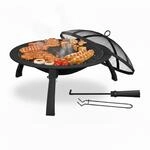 Relaxdays Feuerschale, &Oslash; Schale 51 cm, klappbare Beine, Grillrost,...