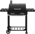 Royal Gourmet Holzkohlegrill Grillwagen mit klappbaren Seitenablagen, Smoker