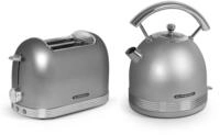 SCHNEIDER Retro Line Fr&uuml;hst&uuml;ck-Set Silber, Toaster & Wasserkocher, 1,7 Liter, 360&deg;