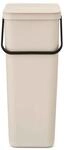 Brabantia Sort & Go Abfalleimer mit Deckel 40 L (Soft Beige), platzsparender