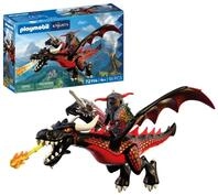PLAYMOBIL | Knights | Schwarzer Drache | Gro&szlig;er Feuerdrache mit Schussfunktion...