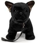 Uni-Toys - Eco-Line - Franz&ouml;sische Bulldogge (schwarz) - Mit Leine - 26 cm (L&auml;nge)
