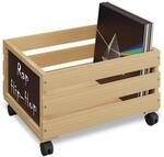 Relaxdays Schallplatten Kiste, Bambus, mit Rollen, 50-80 Vinyls, HBT: 27 x 43 x...