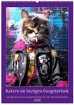 Katzen im lustigen Gangsterlook (Wandkalender 2026 DIN A2 hoch), CALVENDO