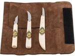KIRSCHEN Werkzeuge 3307000 Schnitzmessersatz in Veloursleder-Tasche, 3-teilig -