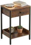 Relaxdays Beistelltisch mit Schublade & Ablage, Industrial, HBT: 69,5x38x28 cm,